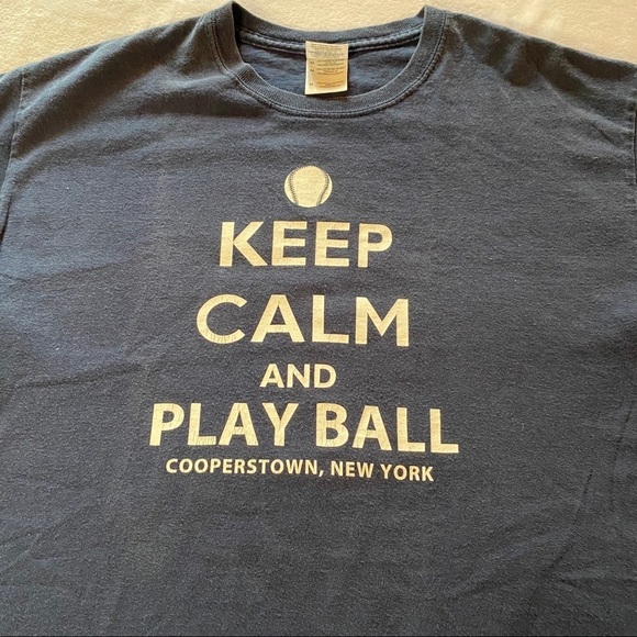 Keep Calm Play Ball Cooperstown T-shirt Navy Size Medium - Picture 6 of 10